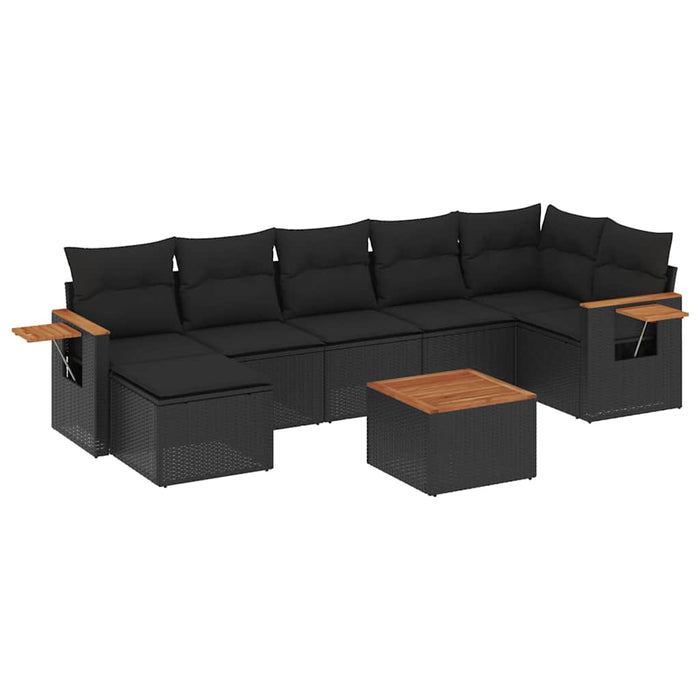 Set mobilier de grădină cu perne, 8 piese, negru, poliratan - WALTI WALTI