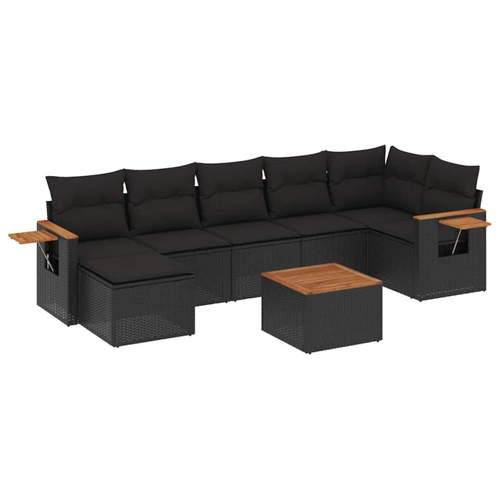 Set mobilier de grădină cu perne, 8 piese, negru, poliratan - WALTI WALTI