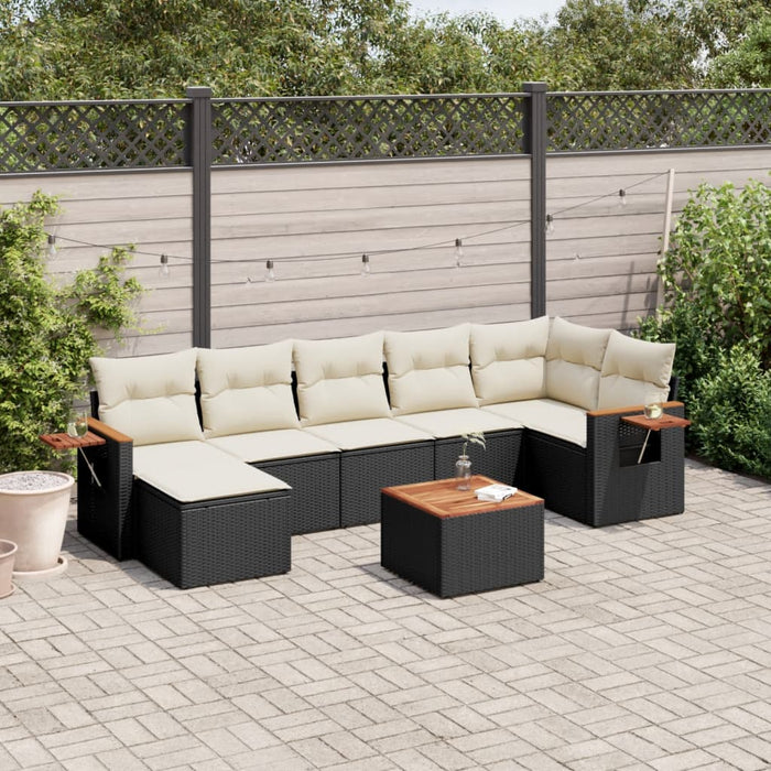 Set mobilier de grădină cu perne, 8 piese, negru, poliratan - WALTI WALTI