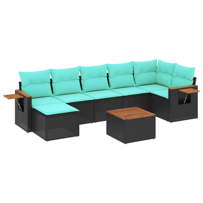 Set mobilier de grădină cu perne, 8 piese, negru, poliratan - WALTI WALTI
