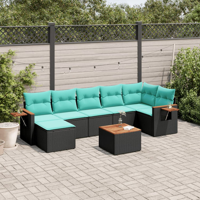 Set mobilier de grădină cu perne, 8 piese, negru, poliratan - WALTI WALTI