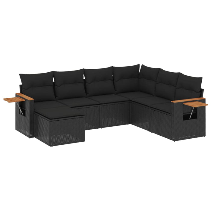 Set canapele de grădină cu perne, 7 piese, negru, poliratan - WALTI WALTI