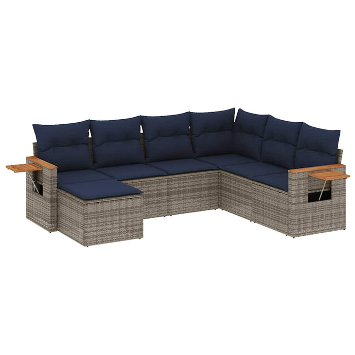 Set canapele de grădină cu perne, 7 piese, gri, poliratan WALTI
