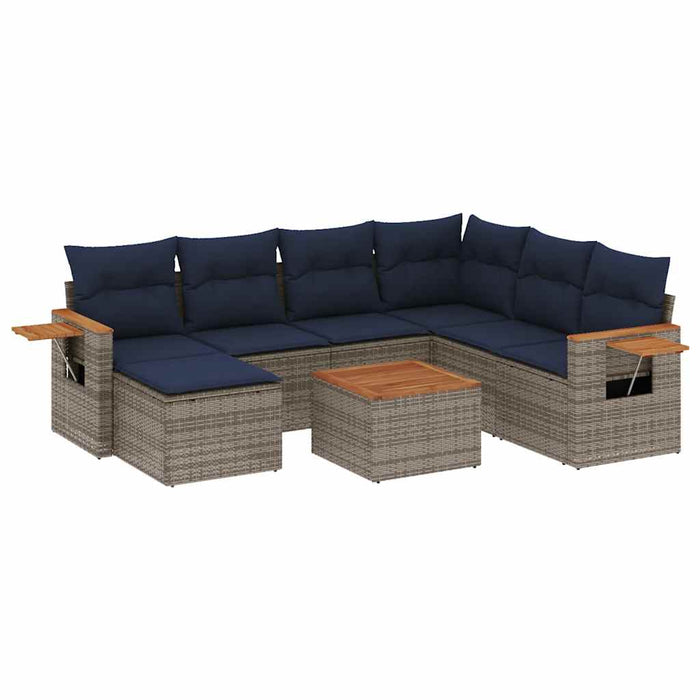 Set canapele de grădină cu perne, 8 piese, gri, poliratan - WALTI WALTI