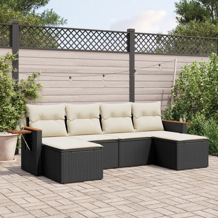 Set mobilier de grădină cu perne, 6 piese, negru, poliratan - WALTI WALTI