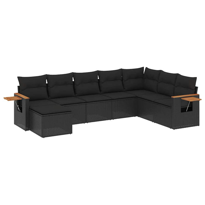 Set mobilier de grădină cu perne, 8 piese, negru, poliratan - WALTI WALTI
