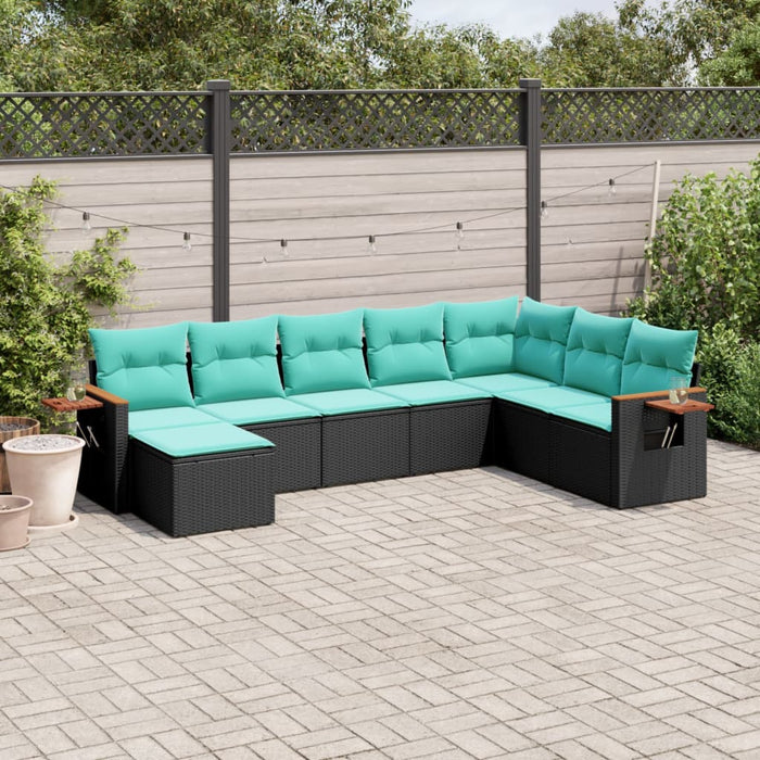 Set mobilier de grădină cu perne, 8 piese, negru, poliratan - WALTI WALTI
