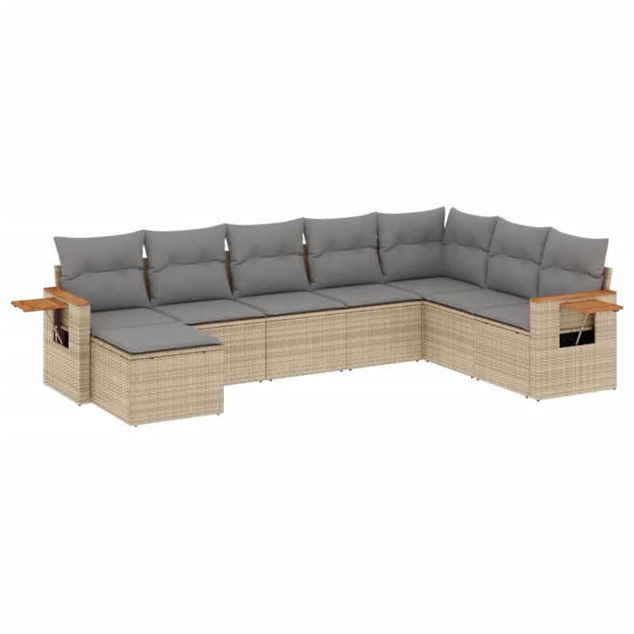 Set canapele de grădină, 8 piese, cu perne, bej, poliratan WALTI
