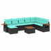 Set mobilier de grădină cu perne, 9 piese, negru, poliratan - WALTI WALTI