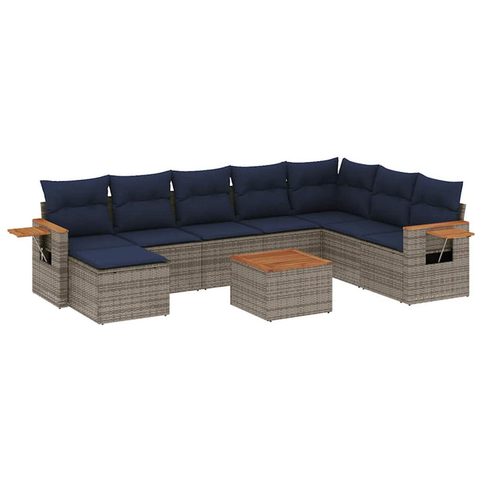 Set canapele de grădină, 9 piese, cu perne, gri, poliratan - WALTI WALTI