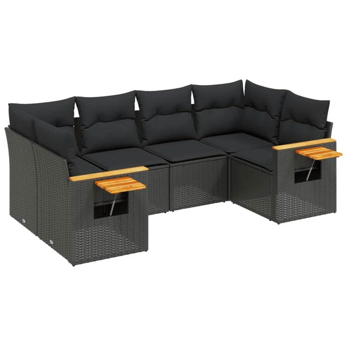 Set mobilier de grădină cu perne, 6 piese, negru, poliratan - WALTI WALTI