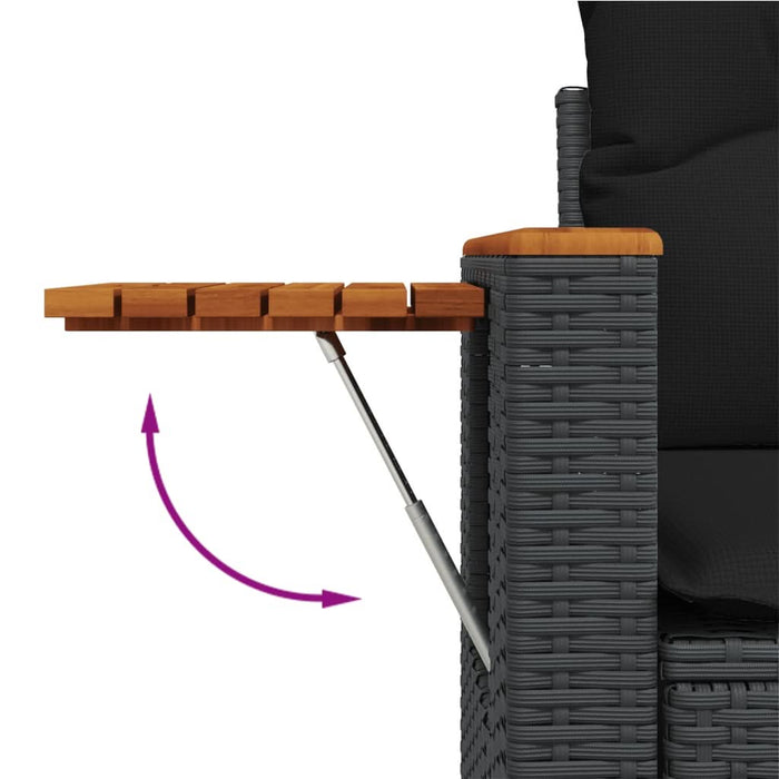Set mobilier de grădină cu perne, 6 piese, negru, poliratan - WALTI WALTI