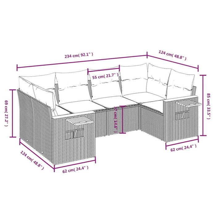 Set mobilier de grădină cu perne, 6 piese, negru, poliratan - WALTI WALTI