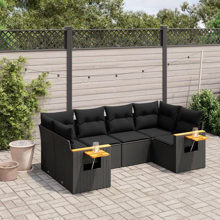 Set mobilier de grădină cu perne, 6 piese, negru, poliratan - WALTI WALTI
