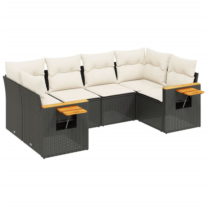 Set mobilier de grădină cu perne, 6 piese, negru, poliratan - WALTI WALTI
