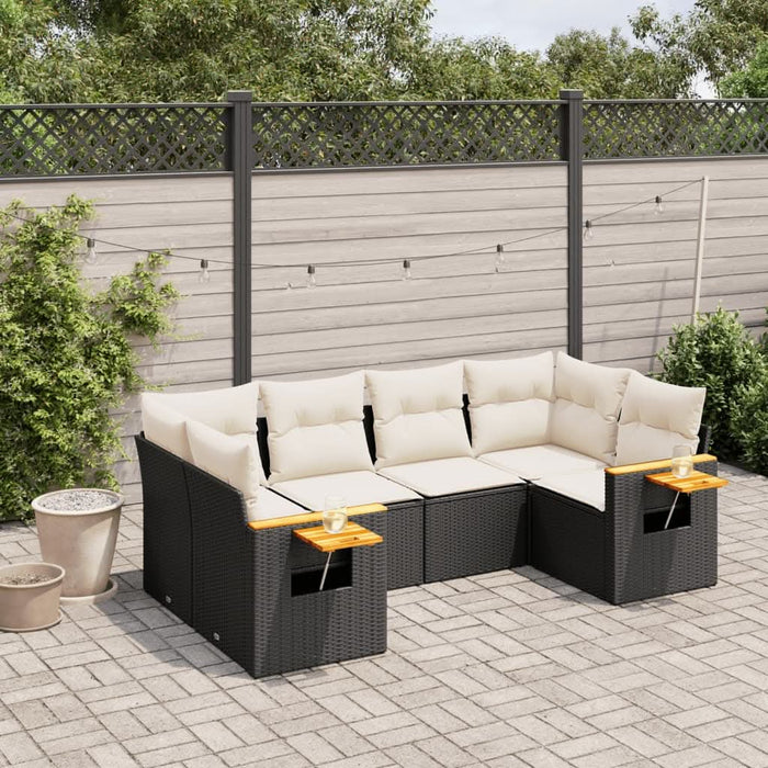 Set mobilier de grădină cu perne, 6 piese, negru, poliratan - WALTI WALTI