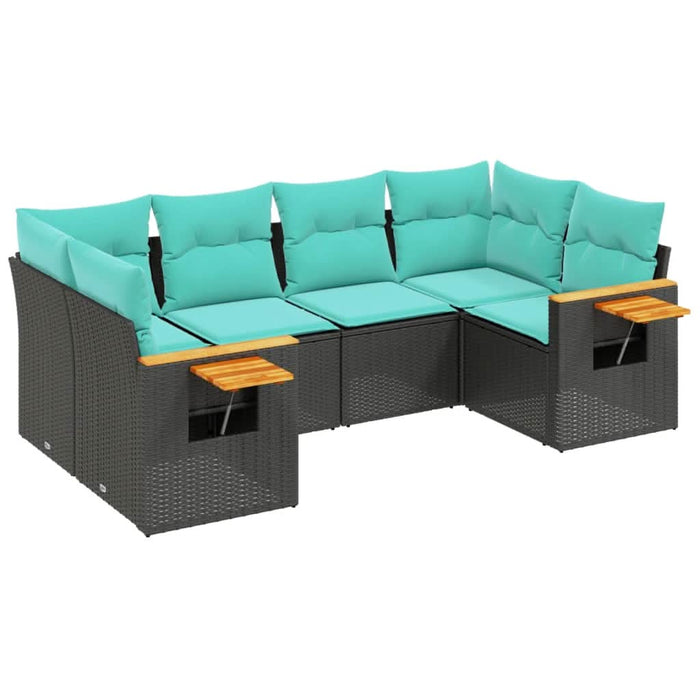 Set canapele de grădină cu perne, 6 piese, negru, poliratan - WALTI WALTI