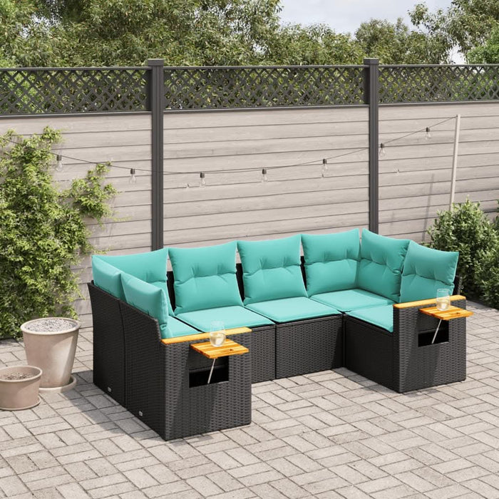 Set canapele de grădină cu perne, 6 piese, negru, poliratan - WALTI WALTI