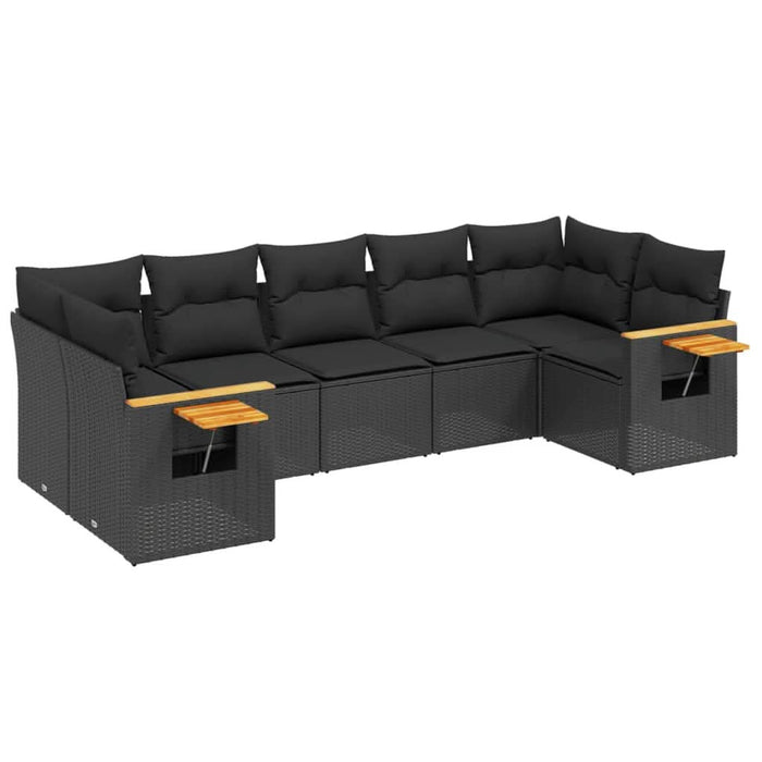 Set canapele de grădină cu perne, 7 piese, negru, poliratan - WALTI WALTI