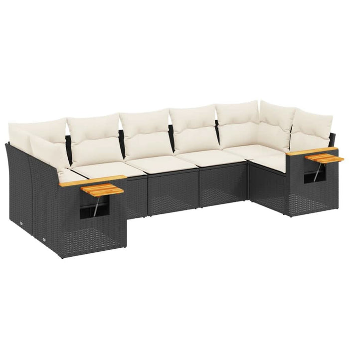 Set canapele de grădină cu perne, 7 piese, negru, poliratan - WALTI WALTI