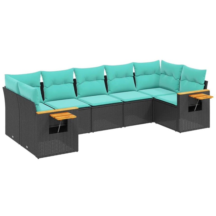 Set canapele de grădină cu perne, 7 piese, negru, poliratan - WALTI WALTI