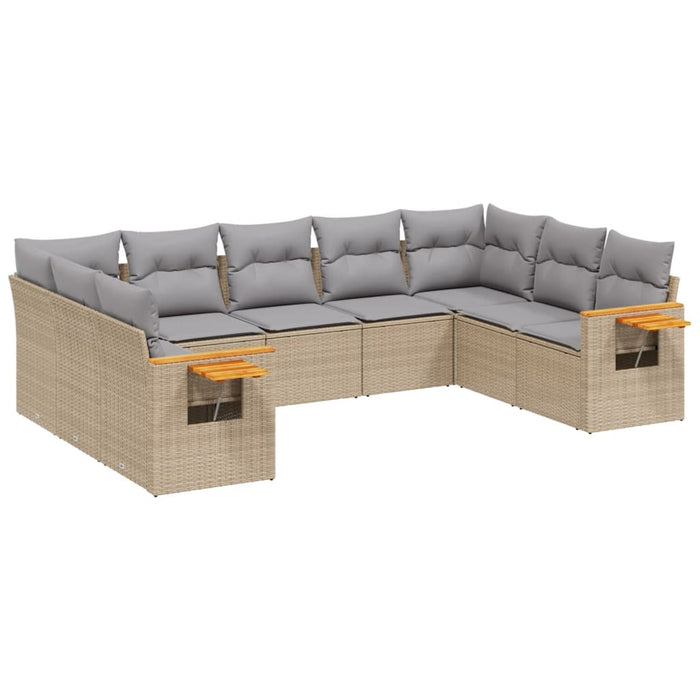 Set canapele de grădină, 9 piese, cu perne, bej, poliratan - WALTI WALTI