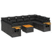 Set canapele de grădină cu perne, 10 piese, negru, poliratan - WALTI WALTI