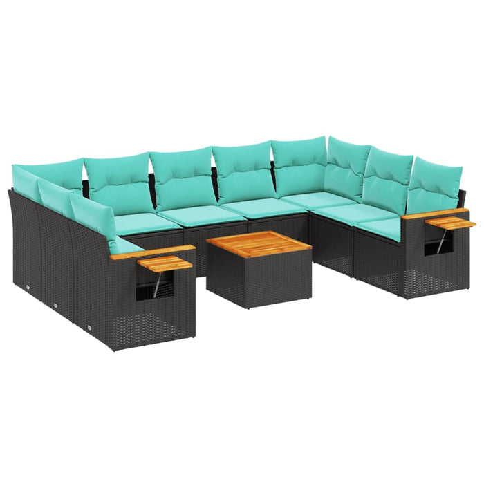 Set canapele de grădină cu perne, 10 piese, negru, poliratan - WALTI WALTI
