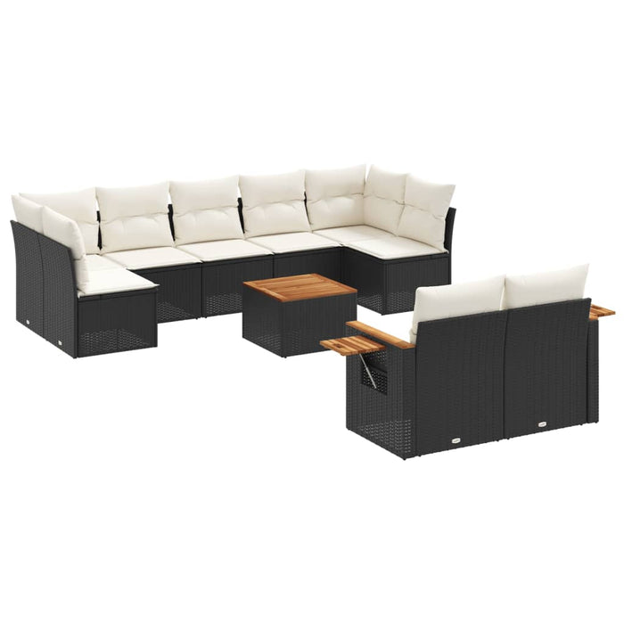 Set canapele de grădină cu perne, 10 piese, negru, poliratan - WALTI WALTI