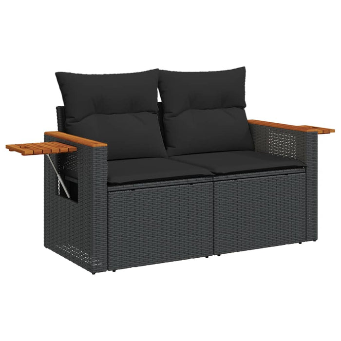 Set mobilier de grădină cu perne, 9 piese, negru, poliratan - WALTI WALTI
