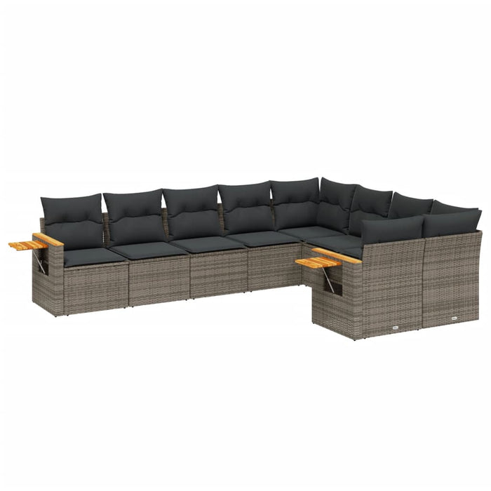 Set canapele de grădină, 9 piese, cu perne, gri, poliratan - WALTI WALTI