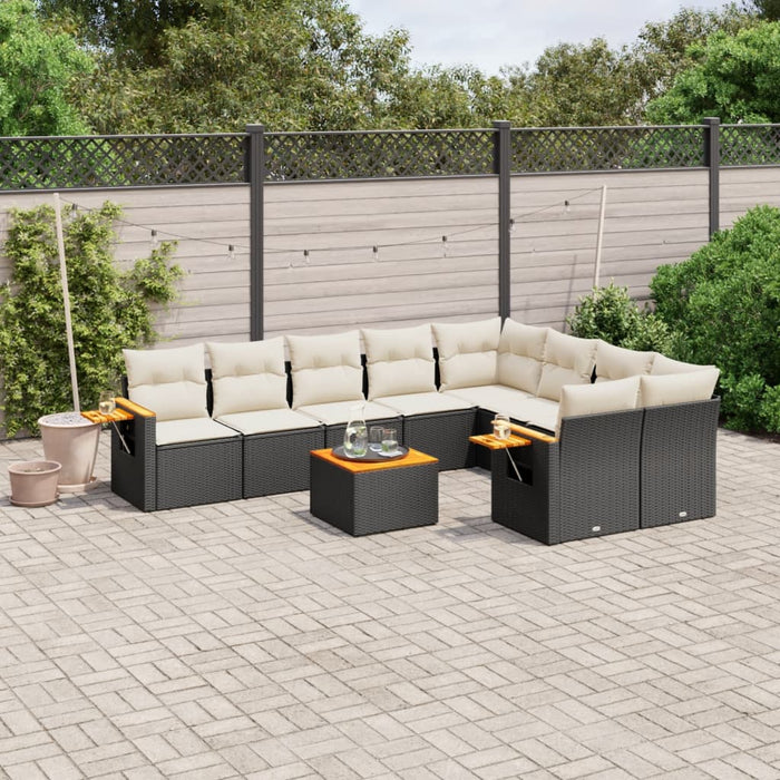 Set canapele de grădină cu perne, 10 piese, negru, poliratan - WALTI WALTI