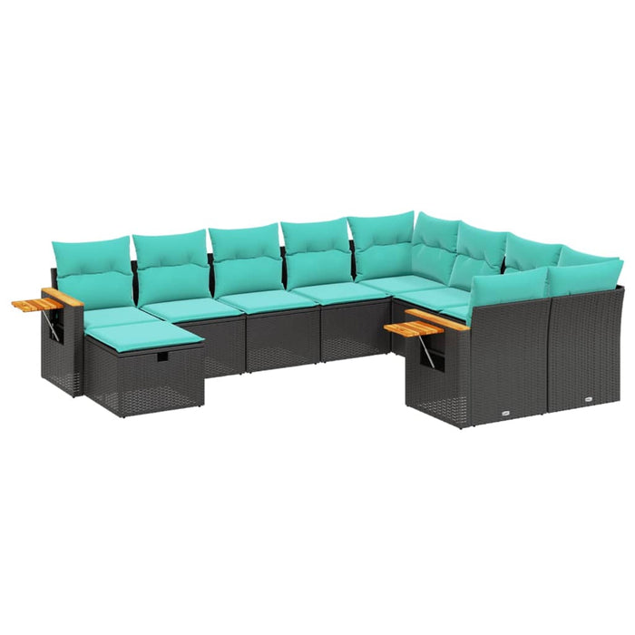 Set canapele de grădină cu perne, 10 piese, negru, poliratan - WALTI WALTI