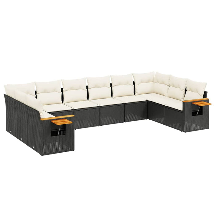 Set canapele de grădină cu perne, 10 piese, negru, poliratan - WALTI WALTI