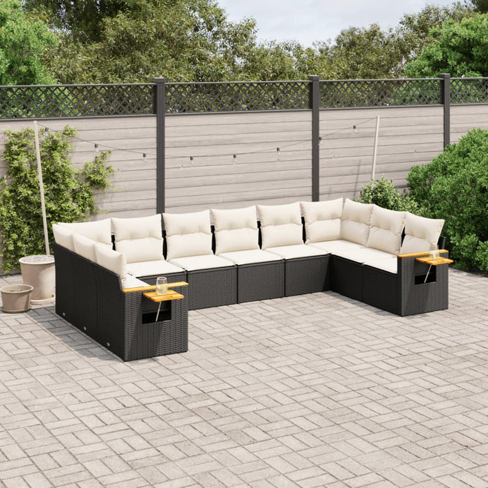 Set canapele de grădină cu perne, 10 piese, negru, poliratan - WALTI WALTI