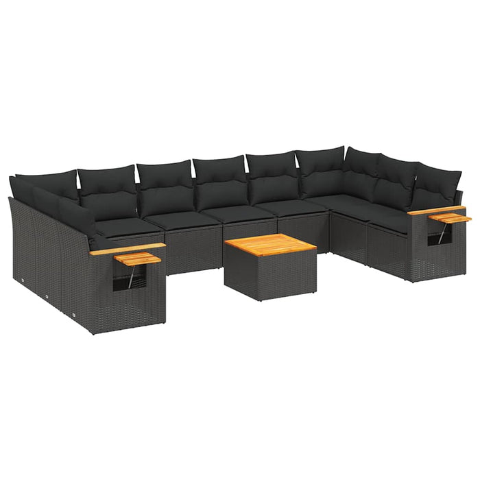 Set canapele de grădină cu perne, 11 piese, negru, poliratan - WALTI WALTI