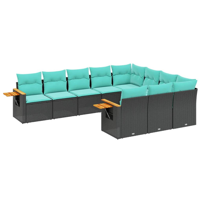 Set canapele de grădină cu perne, 10 piese, negru, poliratan - WALTI WALTI