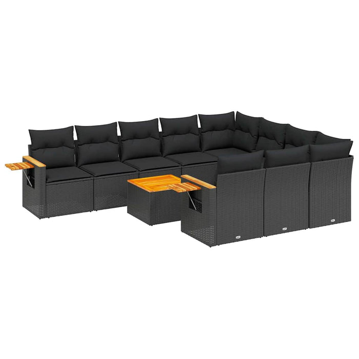 Set canapele de grădină cu perne, 11 piese, negru, poliratan - WALTI WALTI