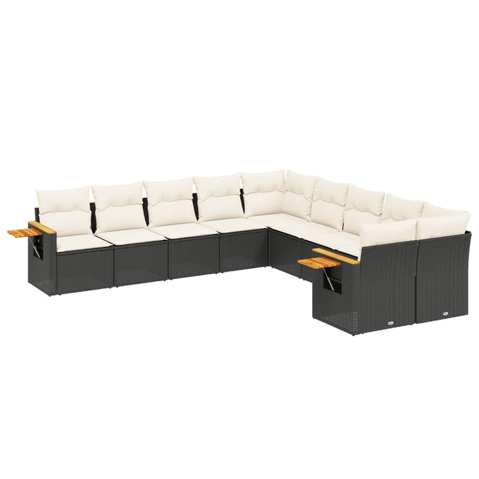 Set canapele de grădină cu perne, 10 piese, negru, poliratan - WALTI WALTI