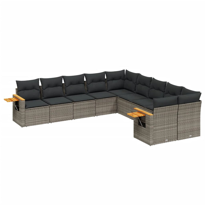 Set mobilier de grădină cu perne, 10 piese, gri, poliratan - WALTI WALTI