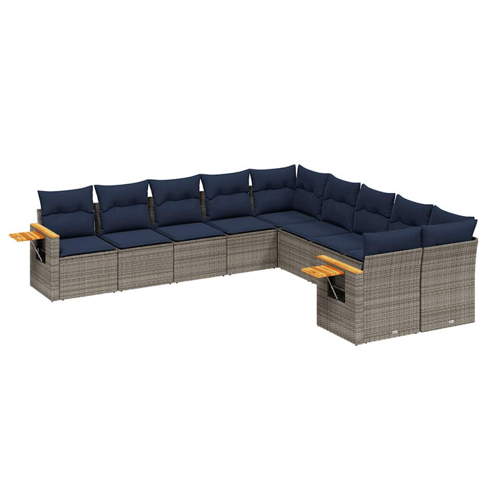Set canapele de grădină cu perne, 10 piese, gri, poliratan WALTI