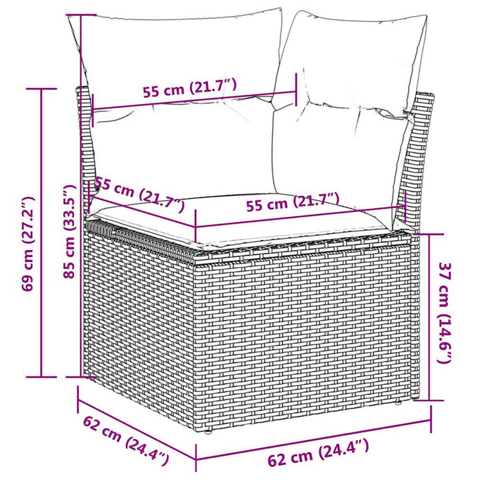 Set canapele de grădină cu perne, 10 piese, gri, poliratan WALTI