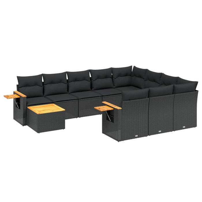 Set canapele de grădină cu perne, 11 piese, negru, poliratan - WALTI WALTI