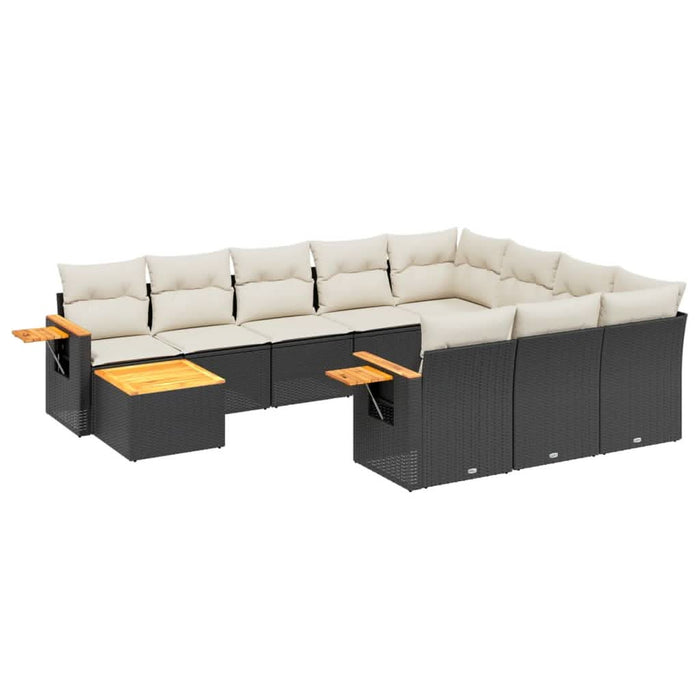 Set canapele de grădină cu perne, 11 piese, negru, poliratan - WALTI WALTI