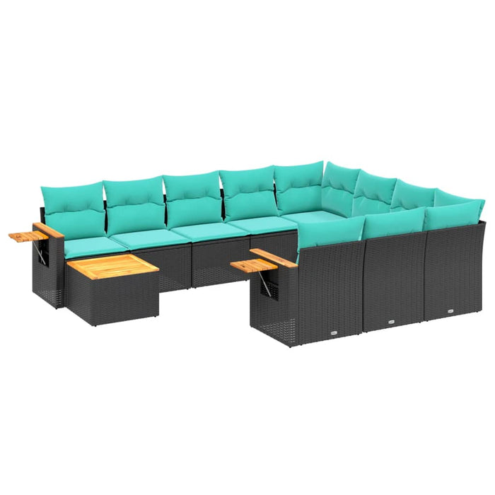 Set canapele de grădină cu perne, 11 piese, negru, poliratan - WALTI WALTI