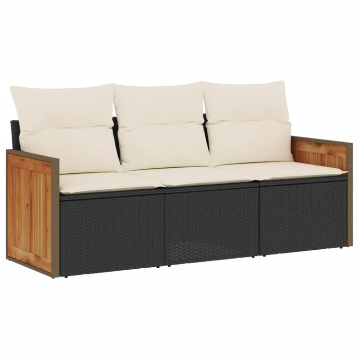 Set mobilier de grădină cu perne, 3 piese, negru, poliratan - WALTI WALTI