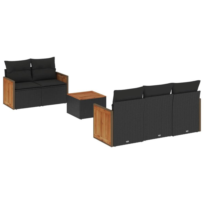 Set mobilier de grădină cu perne, 6 piese, negru, poliratan - WALTI WALTI