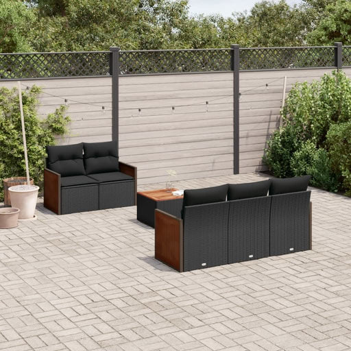 Set mobilier de grădină cu perne, 6 piese, negru, poliratan - WALTI WALTI