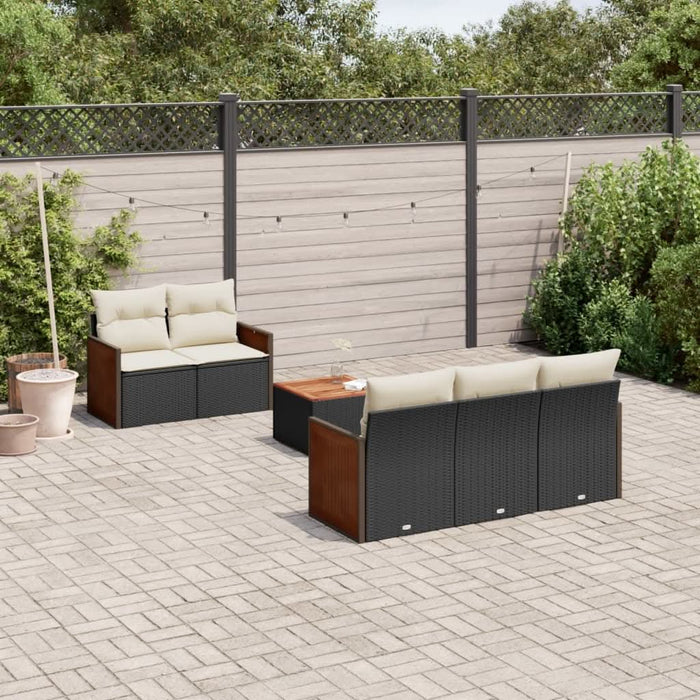 Set mobilier de grădină cu perne, 6 piese, negru, poliratan - WALTI WALTI