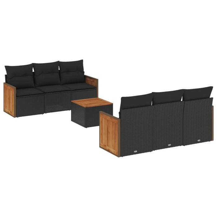 Set canapele de grădină cu perne, 7 piese, negru, poliratan - WALTI WALTI